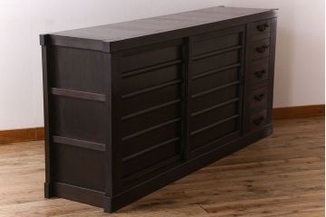 アンティーク家具　古民具・骨董　六尺　昇り引き出し付き!古い水屋箪笥サイドボード(リビングボード・テレビボード)