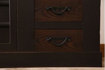 アンティーク家具　古民具・骨董　六尺　昇り引き出し付き!古い水屋箪笥サイドボード(リビングボード・テレビボード)