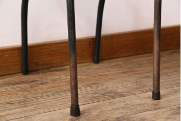 ヴィンテージ家具　イギリスビンテージ　ピンクペイント　鉄脚スクールチェア(チャイルドチェア、キッズチェア、ダイニングチェア、板座チェア、ベビーチェア、こども椅子、子どもイス、ビンテージ、英国)(3)(R-024500)