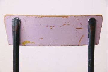 ヴィンテージ家具　イギリスビンテージ　ピンクペイント　鉄脚スクールチェア(チャイルドチェア、キッズチェア、ダイニングチェア、板座チェア、ベビーチェア、こども椅子、子どもイス、ビンテージ、英国)(3)(R-024500)