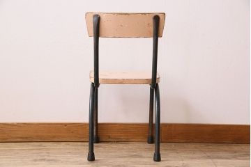 ヴィンテージ家具　イギリスビンテージ　ピンクペイント　スクールチェア(チャイルドチェア)(1)