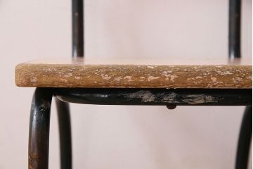 ヴィンテージ家具　イギリス　鉄脚スクールチェア(チャイルドチェア、キッズチェア、アームチェア、ダイニングチェア、板座チェア、ベビーチェア、こども椅子、子どもイス、ビンテージ、英国)(3)(R-024503)