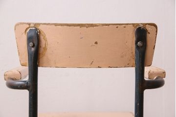 ヴィンテージ家具　イギリス　鉄脚スクールチェア(チャイルドチェア、キッズチェア、アームチェア、ダイニングチェア、板座チェア、ベビーチェア、こども椅子、子どもイス、ビンテージ、英国)(3)(R-024503)