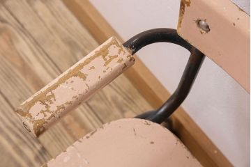 ヴィンテージ家具　イギリス　鉄脚スクールチェア(チャイルドチェア、キッズチェア、アームチェア、ダイニングチェア、板座チェア、ベビーチェア、こども椅子、子どもイス、ビンテージ、英国)(3)(R-024503)