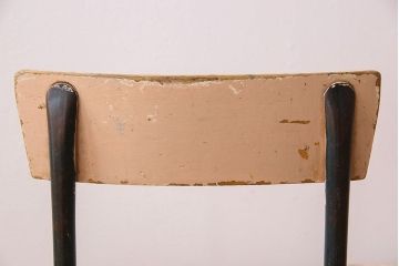 ヴィンテージ家具　イギリス　鉄脚スクールチェア2脚セット(チャイルドチェア、キッズチェア、ダイニングチェア、板座チェア、ベビーチェア、こども椅子、子どもイス、ビンテージ、英国、バラ売り可能)(R-024505)