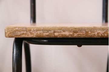 ヴィンテージ家具　イギリス　鉄脚スクールチェア2脚セット(チャイルドチェア、キッズチェア、アームチェア、ダイニングチェア、板座チェア、ベビーチェア、こども椅子、子どもイス、ビンテージ、英国、バラ売り可能)(R-024506)