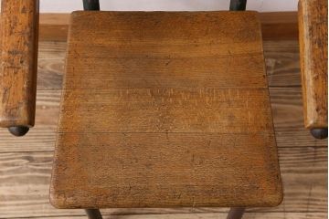 ヴィンテージ家具　イギリス　鉄脚スクールチェア(チャイルドチェア、キッズチェア、アームチェア、ダイニングチェア、板座チェア、ベビーチェア、こども椅子、子どもイス、ビンテージ、英国)