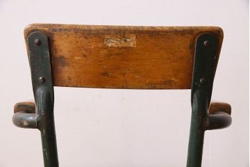 ヴィンテージ家具　イギリス　鉄脚スクールチェア(チャイルドチェア、キッズチェア、アームチェア、ダイニングチェア、板座チェア、ベビーチェア、こども椅子、子どもイス、ビンテージ、英国)