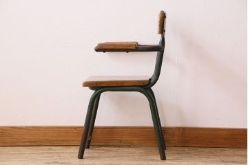 ヴィンテージ家具　イギリス　鉄脚スクールチェア(チャイルドチェア、キッズチェア、アームチェア、ダイニングチェア、板座チェア、ベビーチェア、こども椅子、子どもイス、ビンテージ、英国)(3)