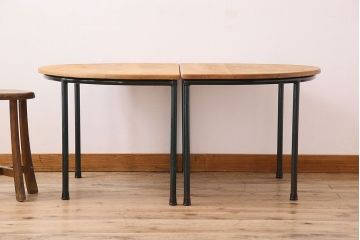 ヴィンテージ家具　半円型天板　鉄脚スクールデスク(キッズデスク)　イギリス　ビンテージ(2)