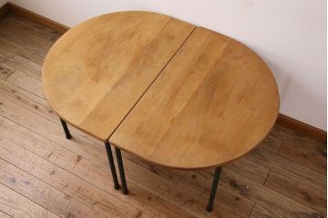 ヴィンテージ家具　半円型天板　鉄脚スクールデスク(キッズデスク)　イギリス　ビンテージ(2)