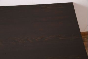 レトロ家具　和製アンティーク　モールガラス入り!古い檜材製のレトロな片袖机(学習机・デスク)