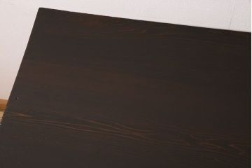 レトロ家具　和製アンティーク　モールガラス入り!古い檜材製のレトロな片袖机(学習机・デスク)