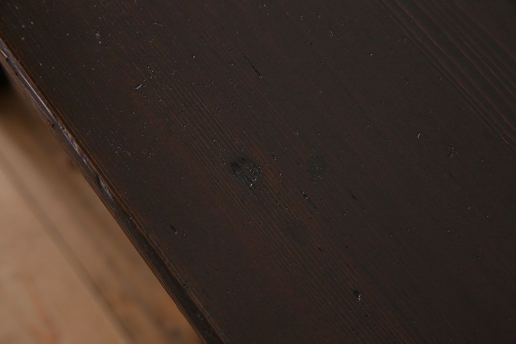 レトロ家具　和製アンティーク　モールガラス入り!古い檜材製のレトロな片袖机(学習机・デスク)