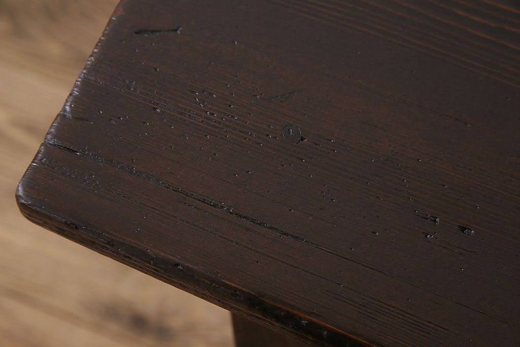 レトロ家具　和製アンティーク　モールガラス入り!古い檜材製のレトロな片袖机(学習机・デスク)