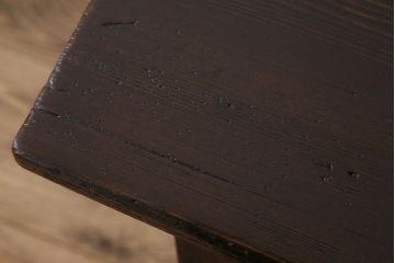 レトロ家具　和製アンティーク　モールガラス入り!古い檜材製のレトロな片袖机(学習机・デスク)