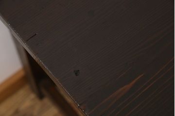 レトロ家具　和製アンティーク　モールガラス入り!古い檜材製のレトロな片袖机(学習机・デスク)