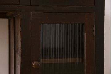 レトロ家具　和製アンティーク　モールガラス入り!古い檜材製のレトロな片袖机(学習机・デスク)