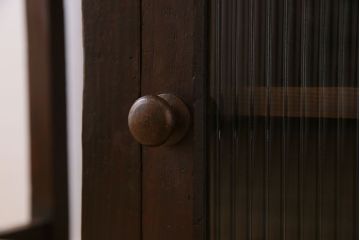 レトロ家具　和製アンティーク　モールガラス入り!古い檜材製のレトロな片袖机(学習机・デスク)