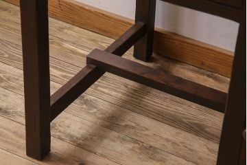 レトロ家具　和製アンティーク　モールガラス入り!古い檜材製のレトロな片袖机(学習机・デスク)