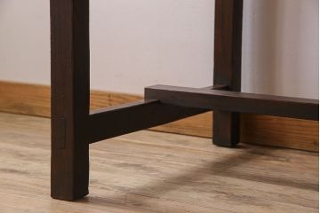 レトロ家具　和製アンティーク　モールガラス入り!古い檜材製のレトロな片袖机(学習机・デスク)