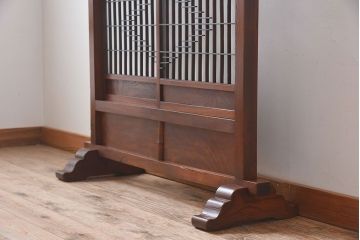 組子細工　欅材製　古い衝立(パーテーション)