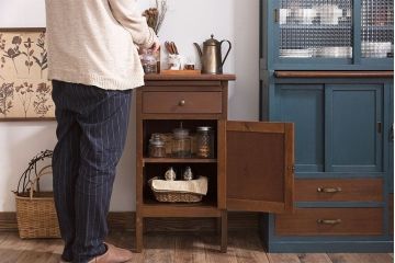 レトロ家具　昭和レトロ　作業台付き!サイドキャビネット(電話台)