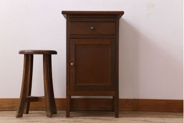 レトロ家具　昭和レトロ　作業台付き!サイドキャビネット(電話台)