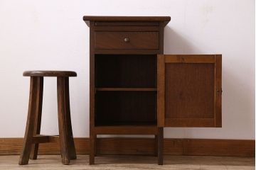 レトロ家具　昭和レトロ　作業台付き!サイドキャビネット(電話台)