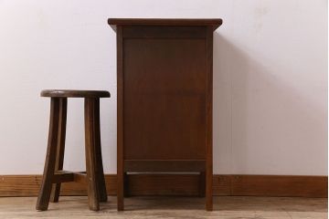 レトロ家具　昭和レトロ　作業台付き!サイドキャビネット(電話台)