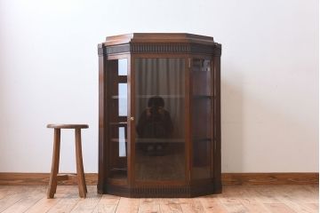 アンティーク家具　オーク材　英国アンティーク　ペンタゴンコーナーキャビネット