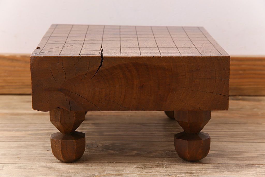 アンティーク雑貨　アンティーク　古い総欅碁盤(脚付)