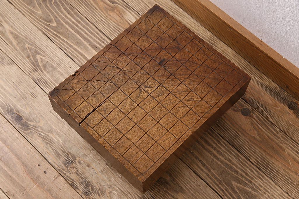 アンティーク雑貨　アンティーク　古い総欅碁盤(脚付)