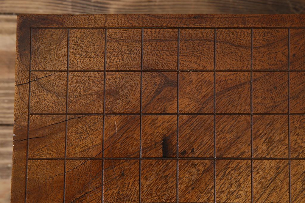 アンティーク雑貨　アンティーク　古い総欅碁盤(脚付)