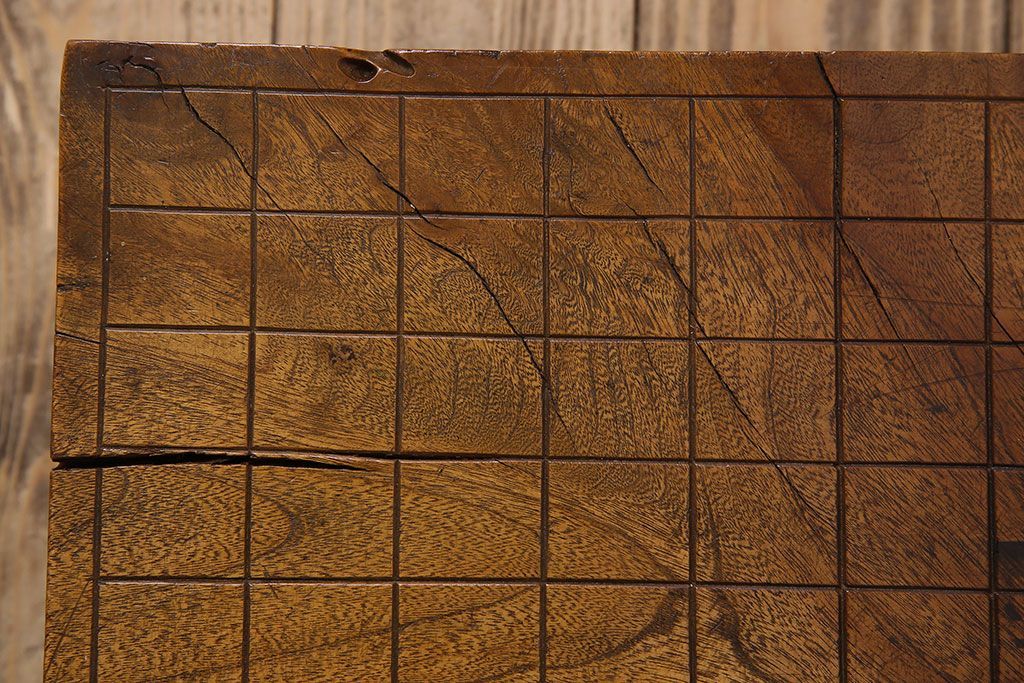 アンティーク雑貨　アンティーク　古い総欅碁盤(脚付)