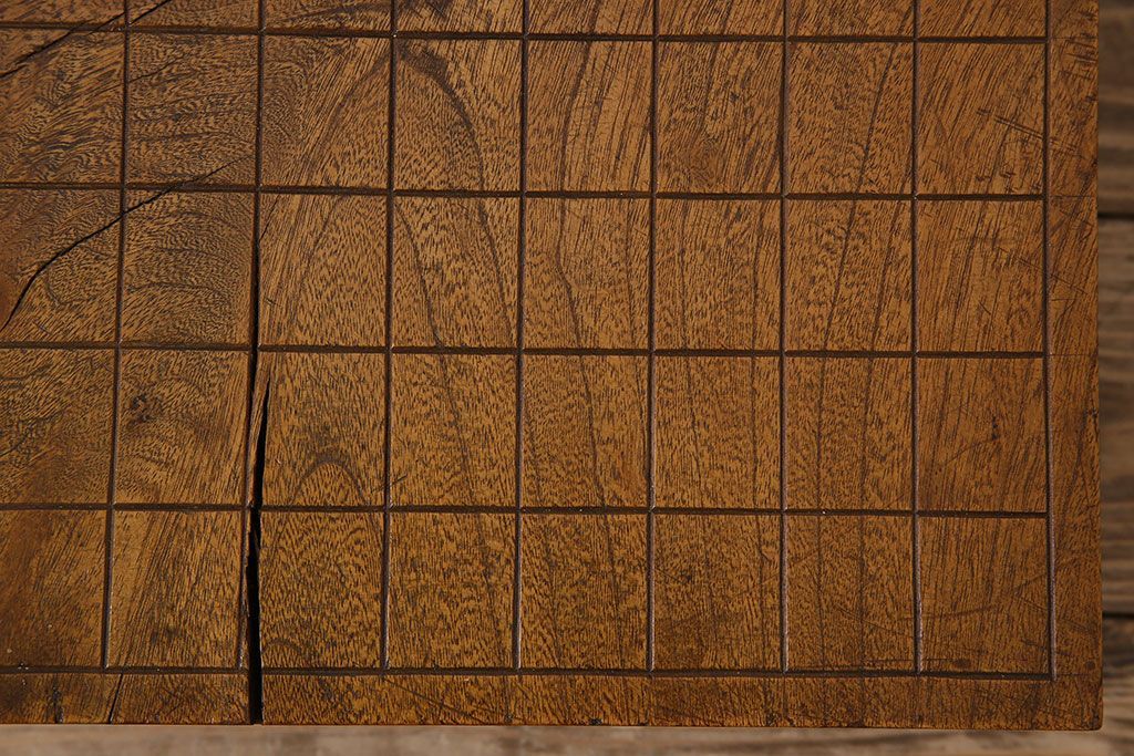 アンティーク雑貨　アンティーク　古い総欅碁盤(脚付)