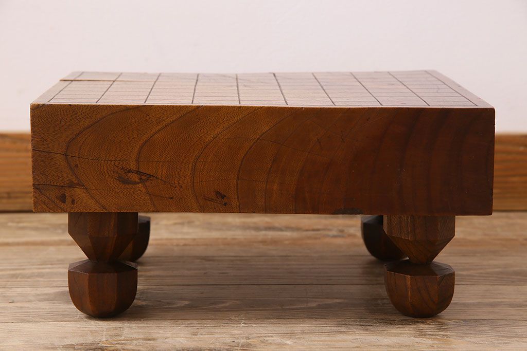 アンティーク雑貨　アンティーク　古い総欅碁盤(脚付)