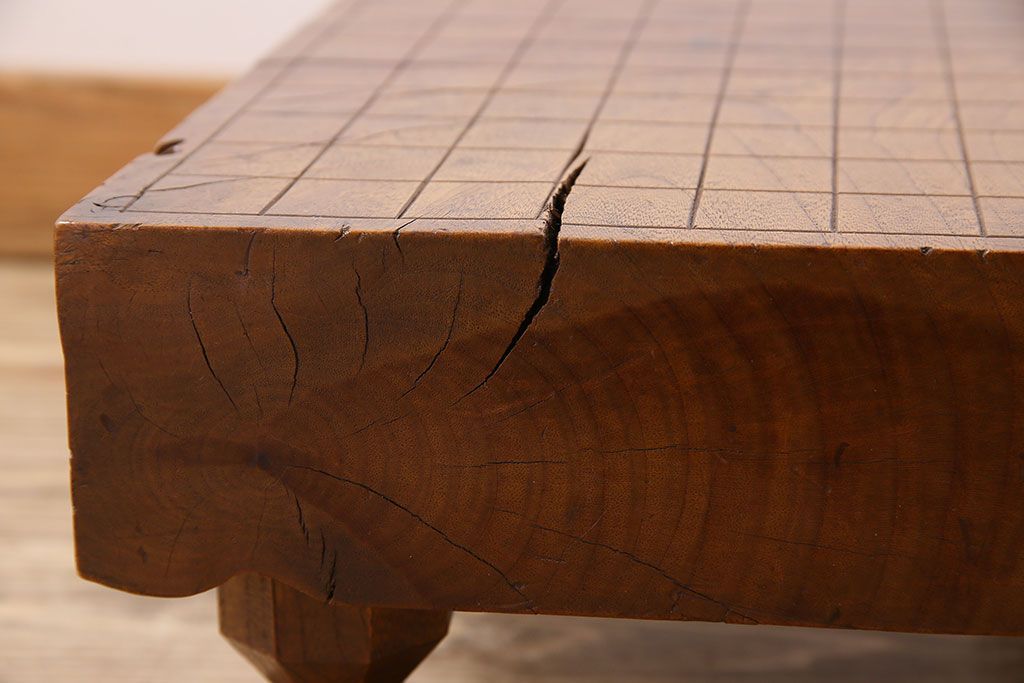 アンティーク雑貨　アンティーク　古い総欅碁盤(脚付)