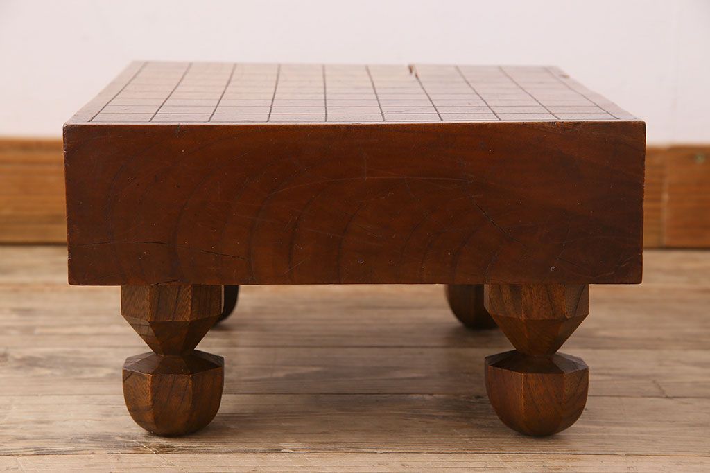 アンティーク雑貨　アンティーク　古い総欅碁盤(脚付)