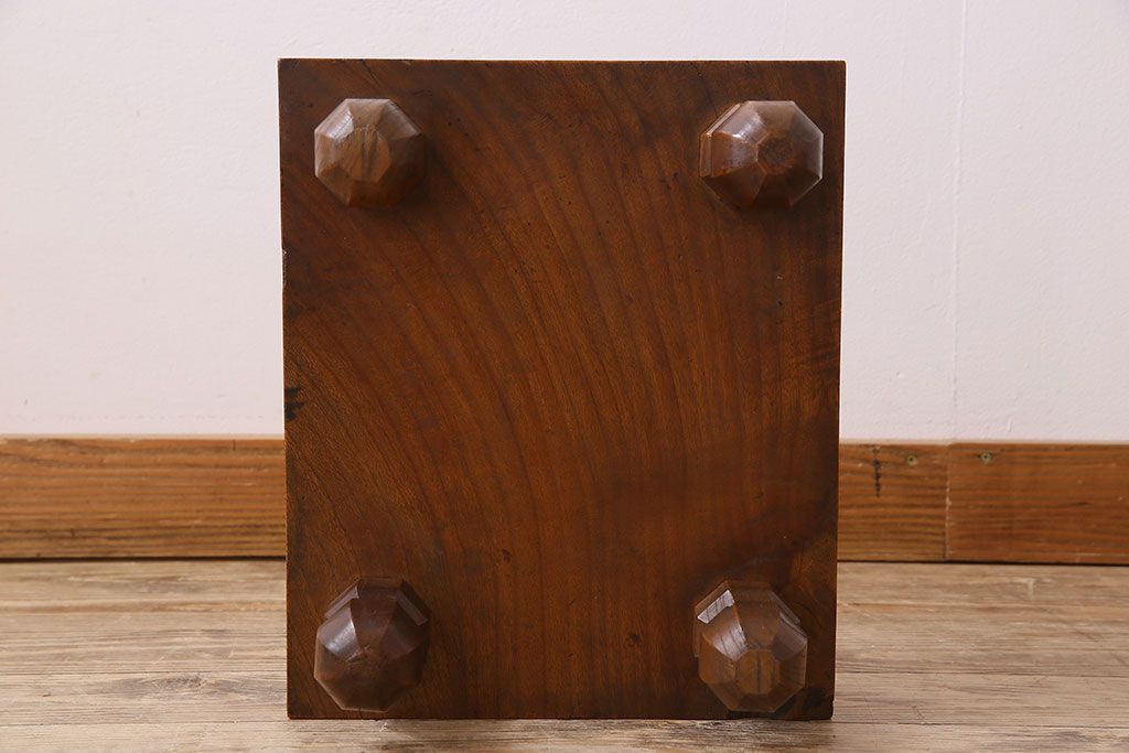 アンティーク雑貨　アンティーク　古い総欅碁盤(脚付)