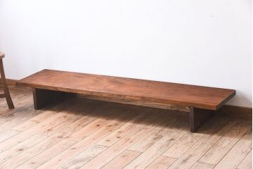 アンティーク家具　和製アンティーク　栃の木材一枚板!古い木の木目が美しい裁ち板(ローボード)