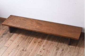 アンティーク家具　和製アンティーク　栃の木材一枚板!古い木の木目が美しい裁ち板(ローボード)