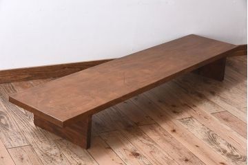 アンティーク家具　和製アンティーク　栃の木材一枚板!古い木の木目が美しい裁ち板(ローボード)