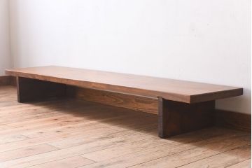 アンティーク家具　和製アンティーク　栃の木材一枚板!古い木の木目が美しい裁ち板(ローボード)
