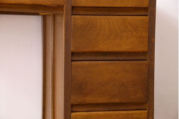 レトロ家具　昭和レトロ　変わり型　ナラ材のアンティーク片袖机(デスク)