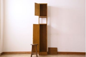 アンティーク家具　和製アンティーク　縦長のシルエットが珍しいシンプルなキャビネット(収納棚・戸棚)