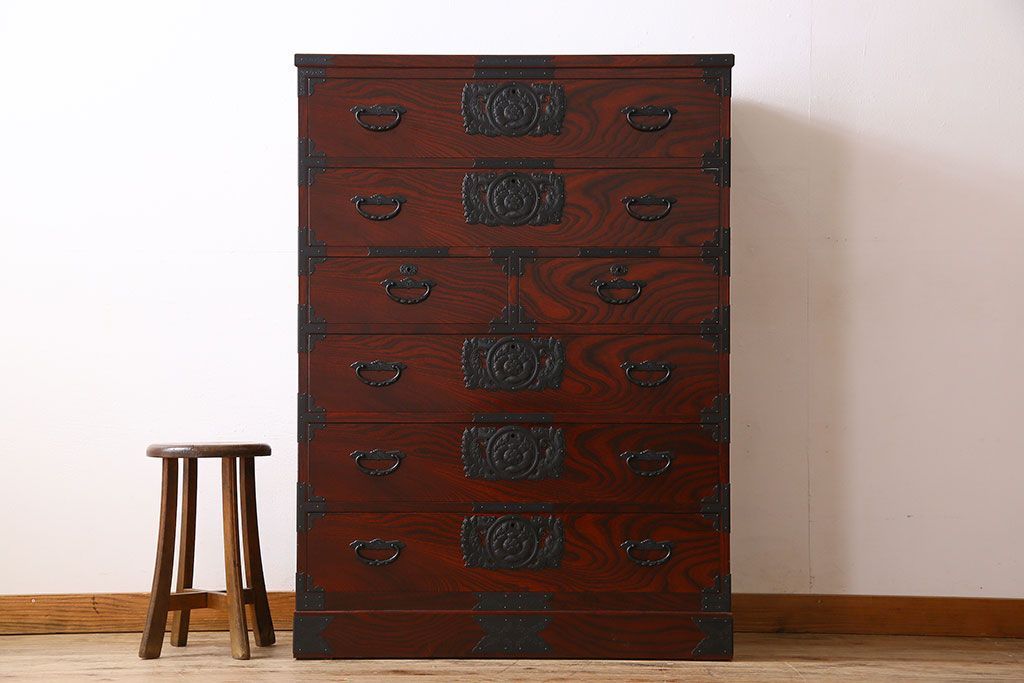 中古　二本松伝統家具　田中家具　民芸箪笥　手造り　二本松欅箪笥