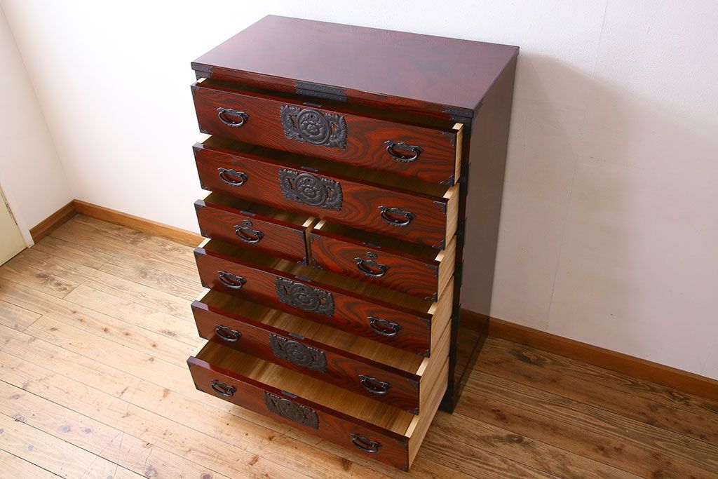 中古　二本松伝統家具　田中家具　民芸箪笥　手造り　二本松欅箪笥