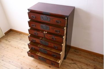 中古　二本松伝統家具　田中家具　民芸箪笥　手造り　二本松欅箪笥