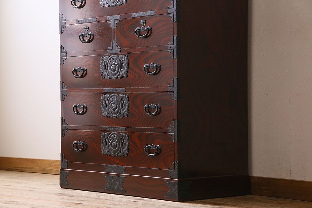 中古　二本松伝統家具　田中家具　民芸箪笥　手造り　二本松欅箪笥